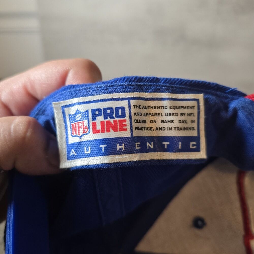 Vintage 90s Reebok New York Giants Snapback Hat Cap NFL Pro Line Wool Blue Red - Picture 7 of 7